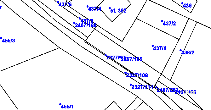Parcela st. 2327/105 v KÚ Telecí, Katastrální mapa