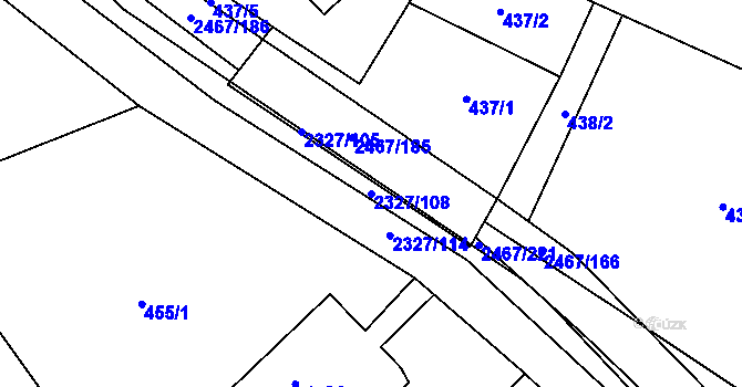 Parcela st. 2327/108 v KÚ Telecí, Katastrální mapa