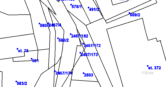 Parcela st. 2467/172 v KÚ Telecí, Katastrální mapa