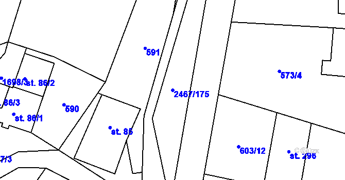 Parcela st. 2467/175 v KÚ Telecí, Katastrální mapa
