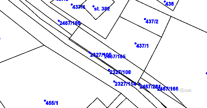 Parcela st. 2467/185 v KÚ Telecí, Katastrální mapa