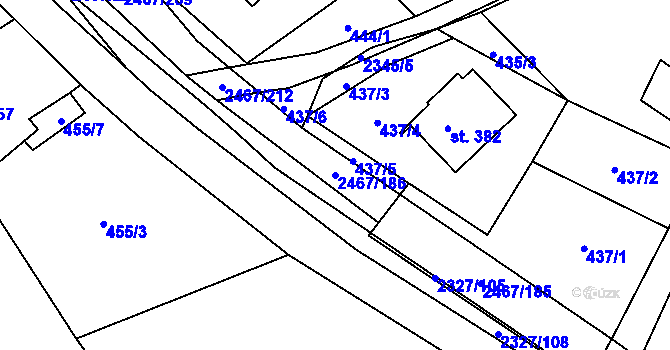 Parcela st. 2467/186 v KÚ Telecí, Katastrální mapa