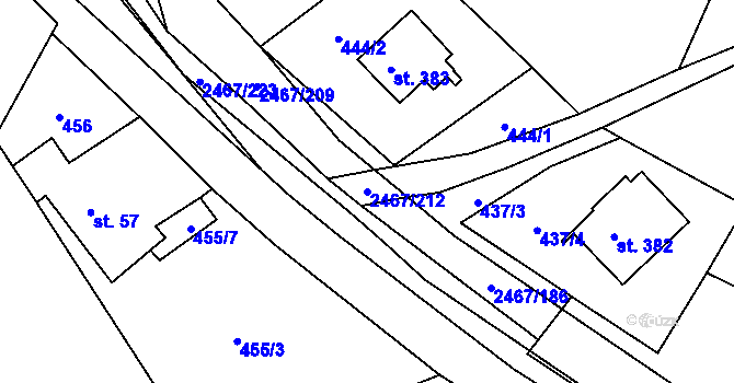 Parcela st. 2467/212 v KÚ Telecí, Katastrální mapa