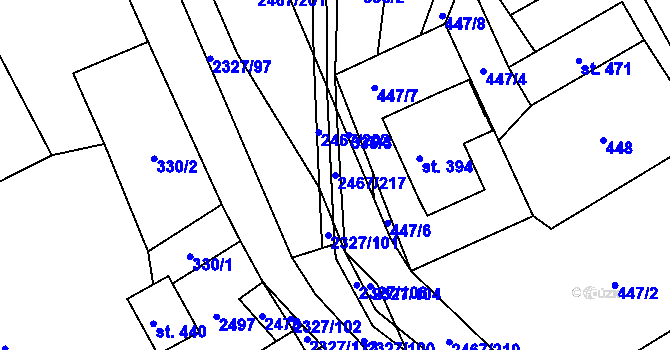 Parcela st. 2467/217 v KÚ Telecí, Katastrální mapa