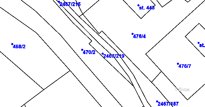Parcela st. 2467/219 v KÚ Telecí, Katastrální mapa