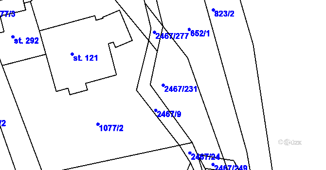 Parcela st. 2467/231 v KÚ Telecí, Katastrální mapa