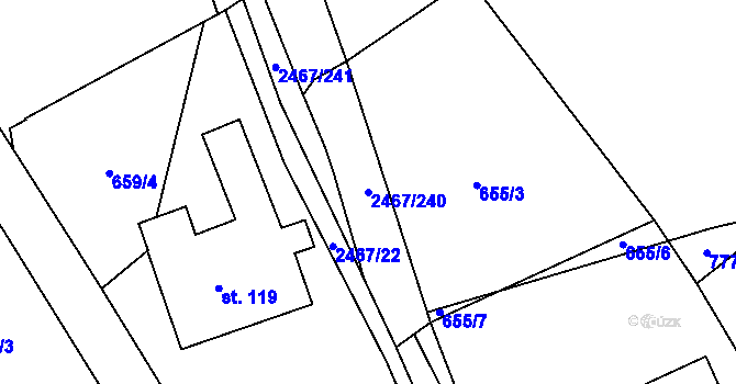 Parcela st. 2467/240 v KÚ Telecí, Katastrální mapa