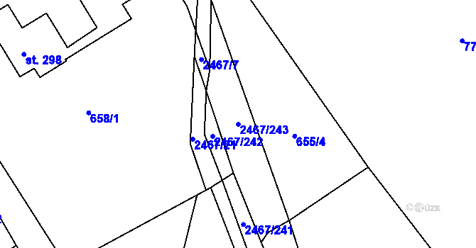 Parcela st. 2467/243 v KÚ Telecí, Katastrální mapa