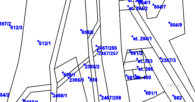 Parcela st. 2467/257 v KÚ Telecí, Katastrální mapa