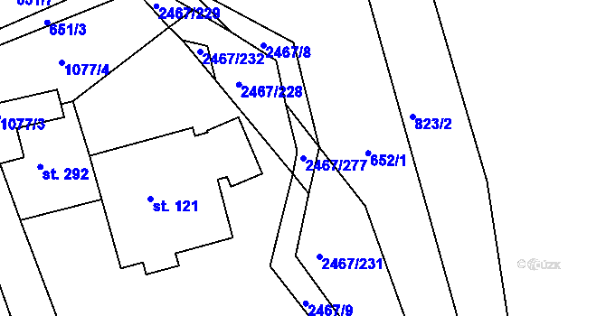 Parcela st. 2467/277 v KÚ Telecí, Katastrální mapa