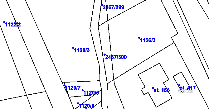 Parcela st. 2467/300 v KÚ Telecí, Katastrální mapa