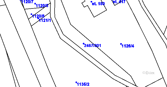 Parcela st. 2467/301 v KÚ Telecí, Katastrální mapa
