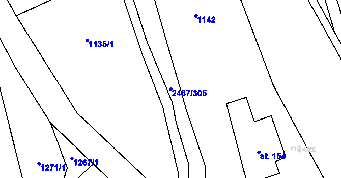 Parcela st. 2467/305 v KÚ Telecí, Katastrální mapa