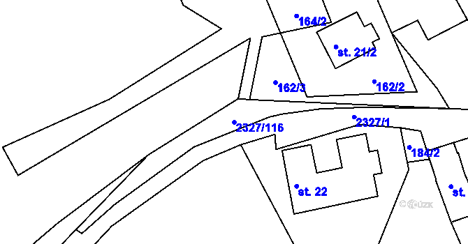 Parcela st. 2327/116 v KÚ Telecí, Katastrální mapa