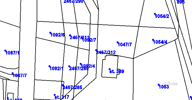 Parcela st. 2467/312 v KÚ Telecí, Katastrální mapa