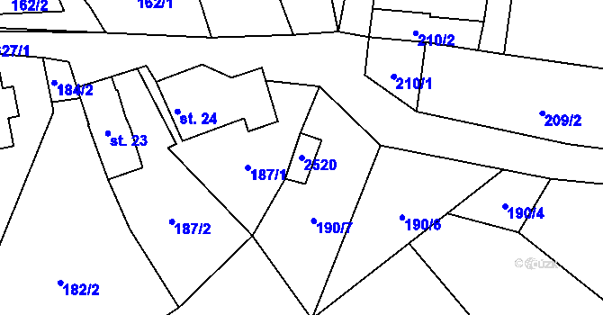 Parcela st. 2520 v KÚ Telecí, Katastrální mapa
