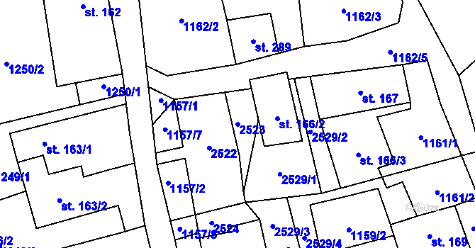 Parcela st. 2523 v KÚ Telecí, Katastrální mapa