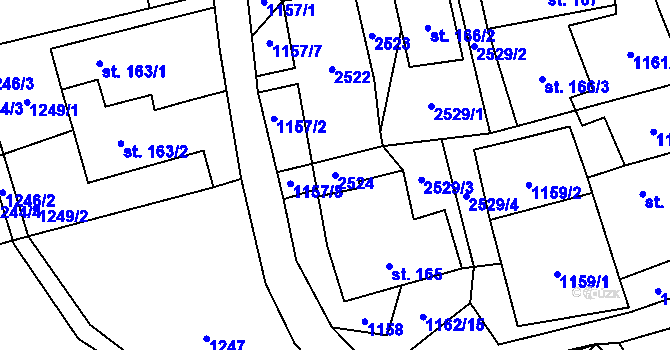 Parcela st. 2524 v KÚ Telecí, Katastrální mapa