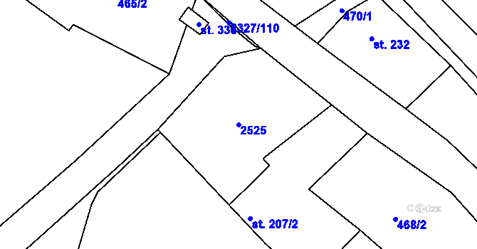 Parcela st. 2525 v KÚ Telecí, Katastrální mapa
