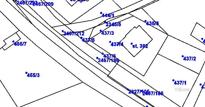 Parcela st. 437/5 v KÚ Telecí, Katastrální mapa
