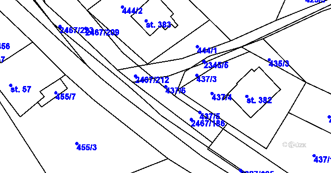 Parcela st. 437/6 v KÚ Telecí, Katastrální mapa
