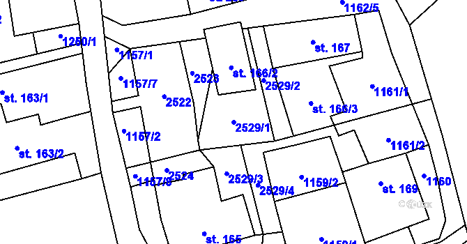 Parcela st. 2529/1 v KÚ Telecí, Katastrální mapa