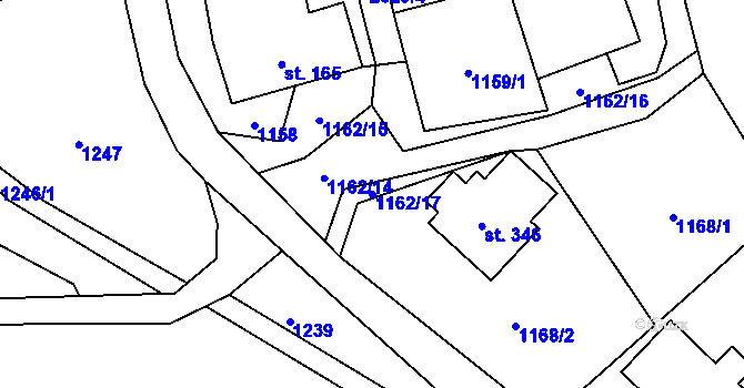 Parcela st. 1162/17 v KÚ Telecí, Katastrální mapa