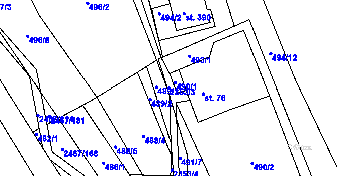Parcela st. 2353/3 v KÚ Telecí, Katastrální mapa