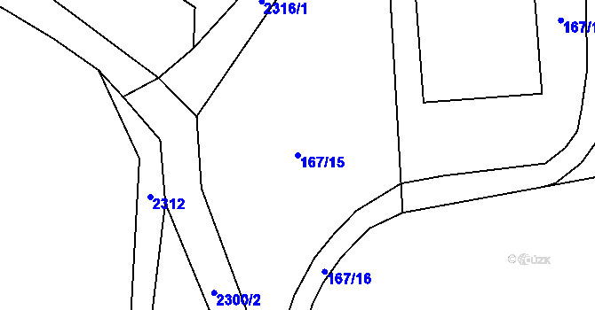 Parcela st. 167/15 v KÚ Telecí, Katastrální mapa