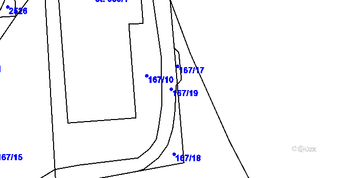 Parcela st. 167/19 v KÚ Telecí, Katastrální mapa