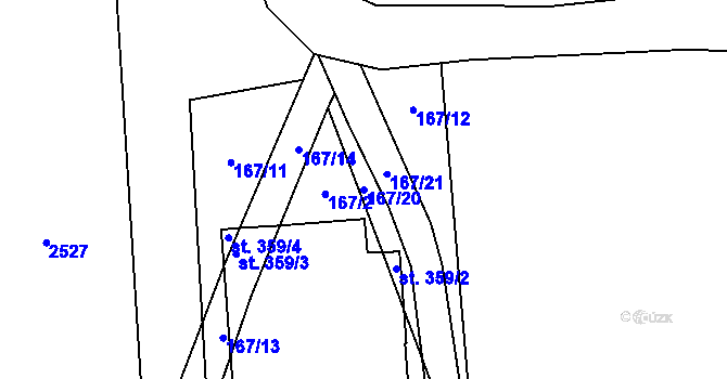 Parcela st. 167/20 v KÚ Telecí, Katastrální mapa