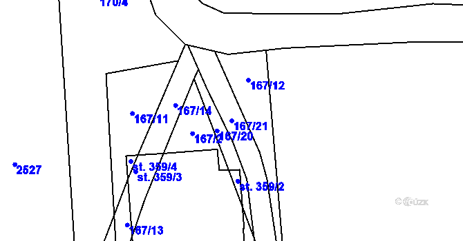 Parcela st. 167/21 v KÚ Telecí, Katastrální mapa