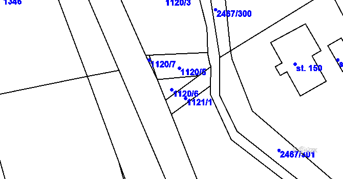 Parcela st. 1120/6 v KÚ Telecí, Katastrální mapa