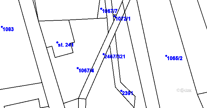 Parcela st. 2467/321 v KÚ Telecí, Katastrální mapa