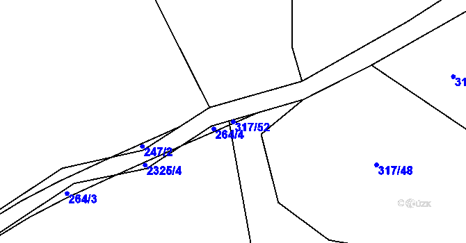 Parcela st. 317/52 v KÚ Telecí, Katastrální mapa