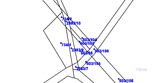 Parcela st. 503/103 v KÚ Telecí, Katastrální mapa