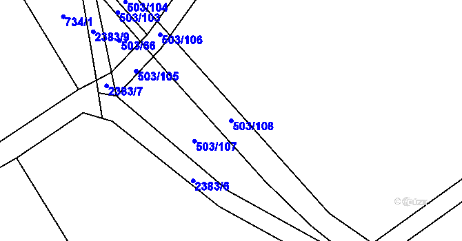 Parcela st. 503/108 v KÚ Telecí, Katastrální mapa