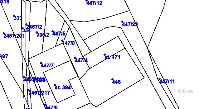 Parcela st. 471 v KÚ Telecí, Katastrální mapa