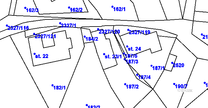 Parcela st. 23/1 v KÚ Telecí, Katastrální mapa