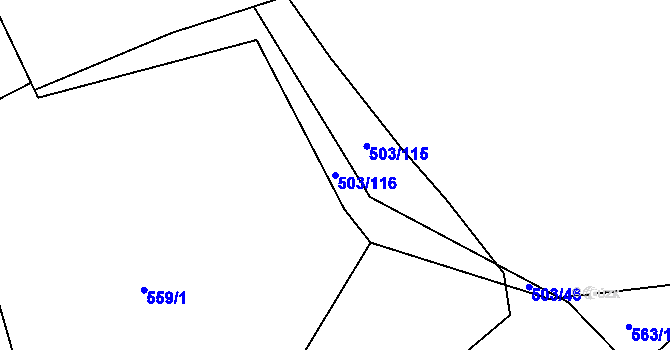 Parcela st. 503/116 v KÚ Telecí, Katastrální mapa