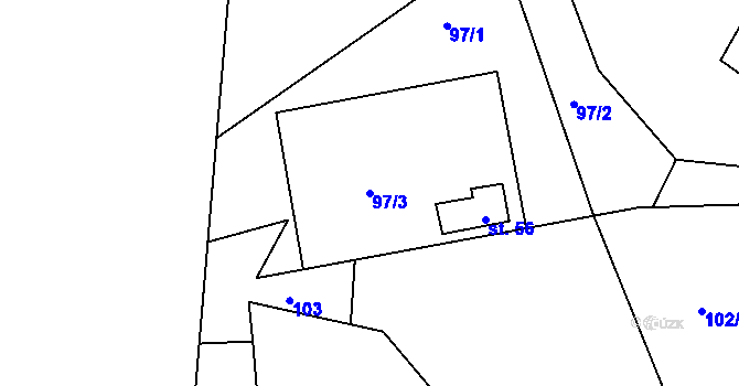 Parcela st. 97/3 v KÚ Liboňov, Katastrální mapa
