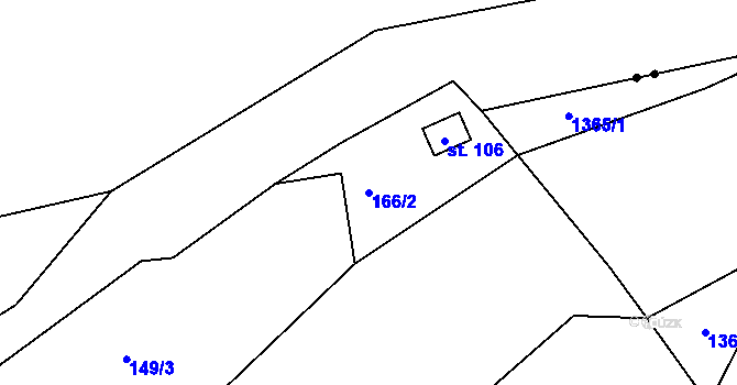 Parcela st. 166/2 v KÚ Liboňov, Katastrální mapa