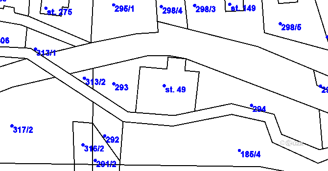 Parcela st. 49 v KÚ Telnice, Katastrální mapa