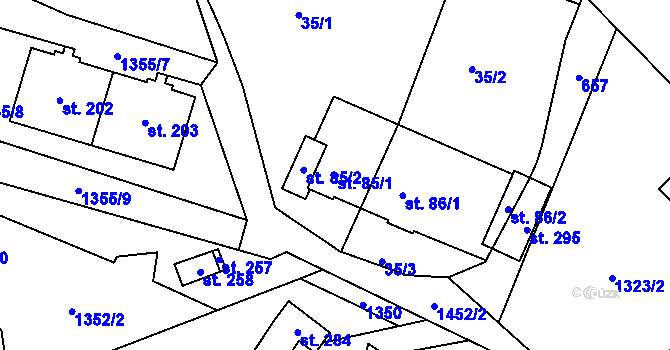 Parcela st. 85/1 v KÚ Telnice, Katastrální mapa
