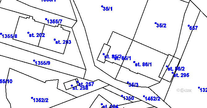 Parcela st. 85/2 v KÚ Telnice, Katastrální mapa