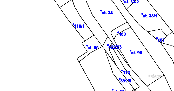 Parcela st. 99 v KÚ Telnice, Katastrální mapa
