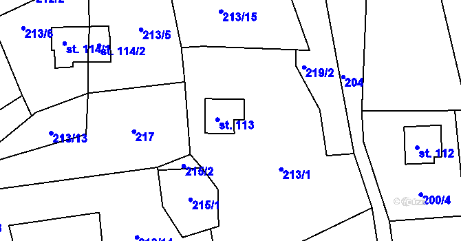 Parcela st. 113 v KÚ Telnice, Katastrální mapa