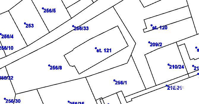 Parcela st. 121 v KÚ Telnice, Katastrální mapa