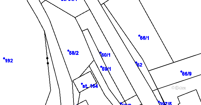 Parcela st. 60/1 v KÚ Telnice, Katastrální mapa