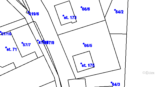 Parcela st. 66/5 v KÚ Telnice, Katastrální mapa